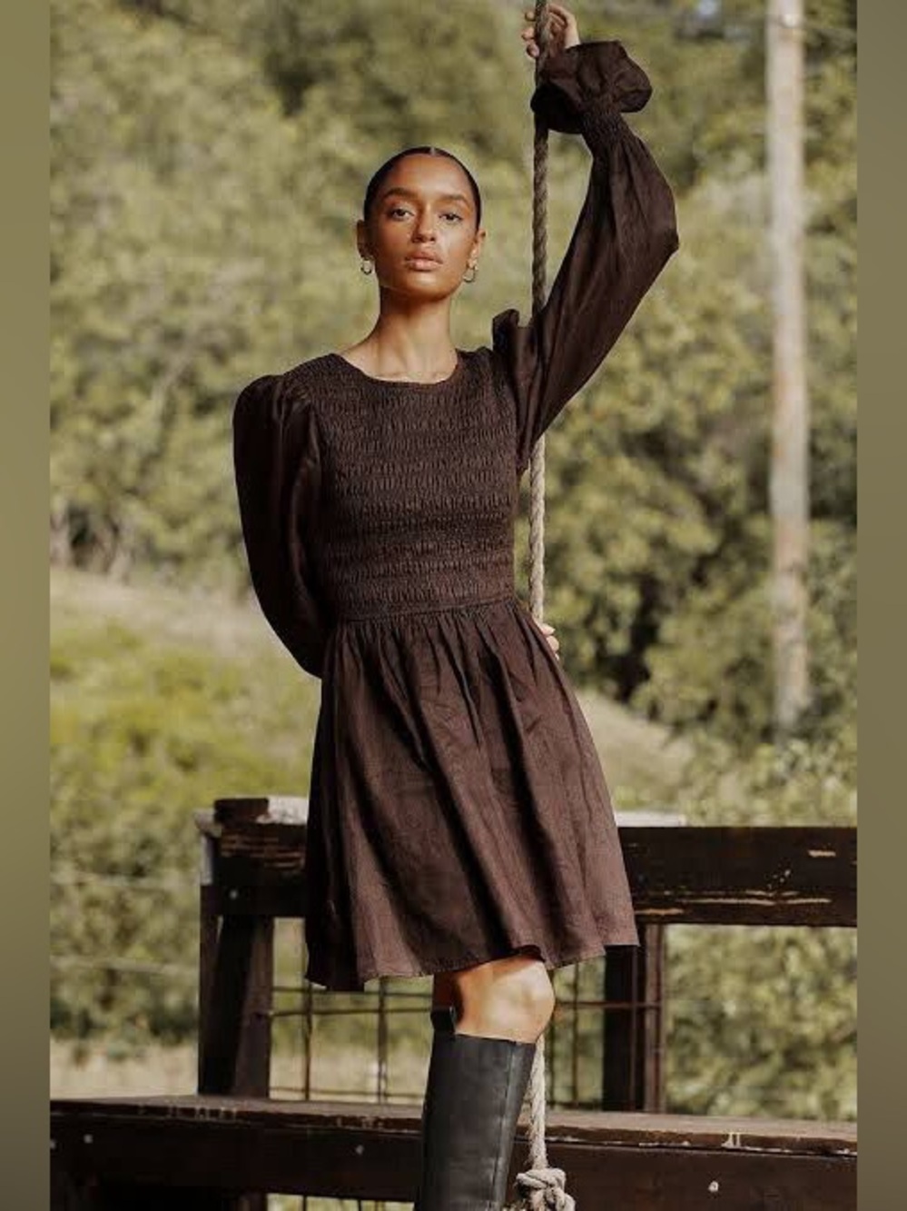 Dissh Kennedy Linen Mini Dress — Brown